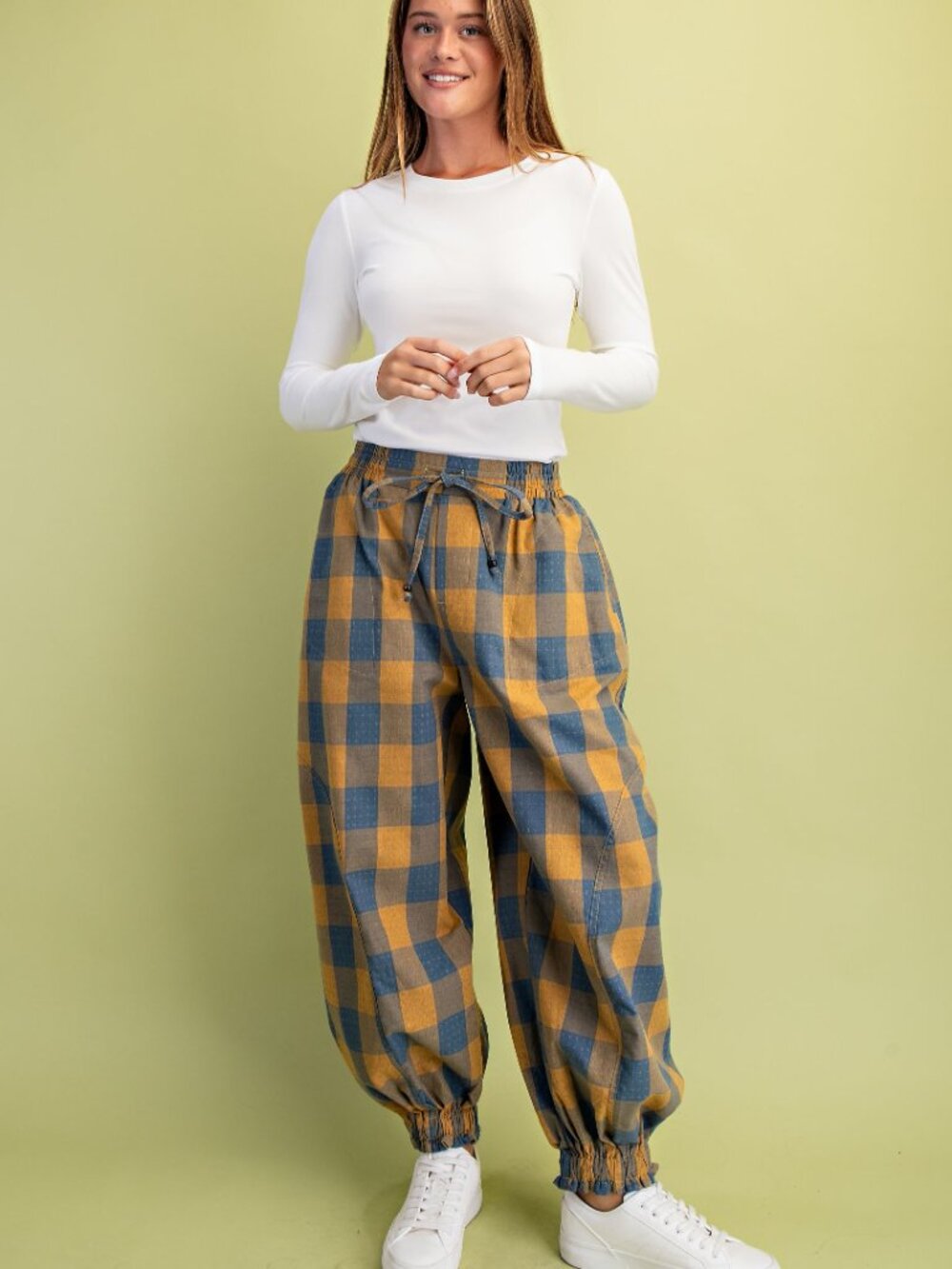 Check Print Balloon Style Pants - Picture 2 of 6